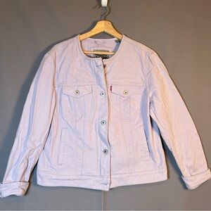 Levi's Women's szXL Light Purple Collarless Trucker Denim Jean Jacket Zip&Button